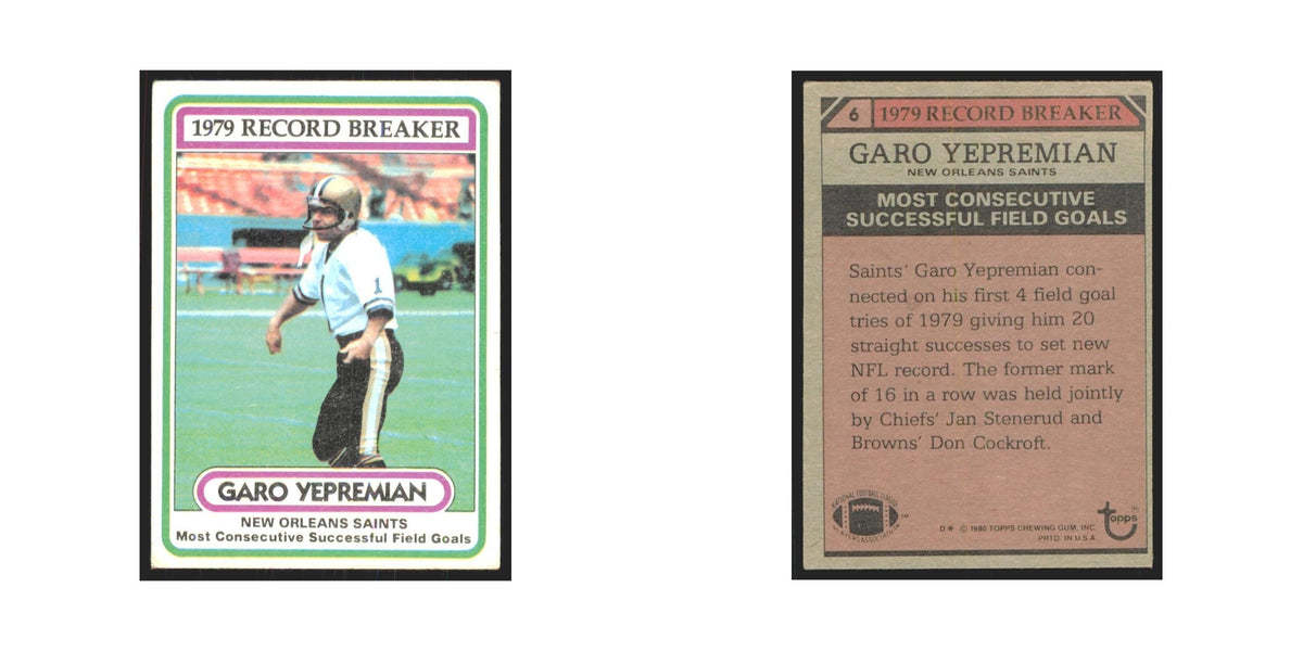 Garo Yepremian 1980 Topps #6 Football Cards Football Card EX