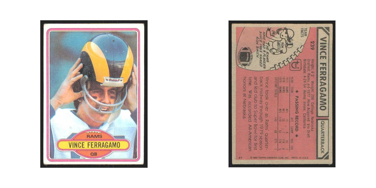 Vince Ferragamo 1980 Topps #239 Football Cards Football Card EX