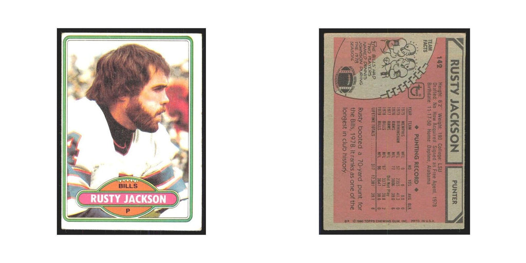Rusty Jackson 1980 Topps #142 Football Cards Football Card EX