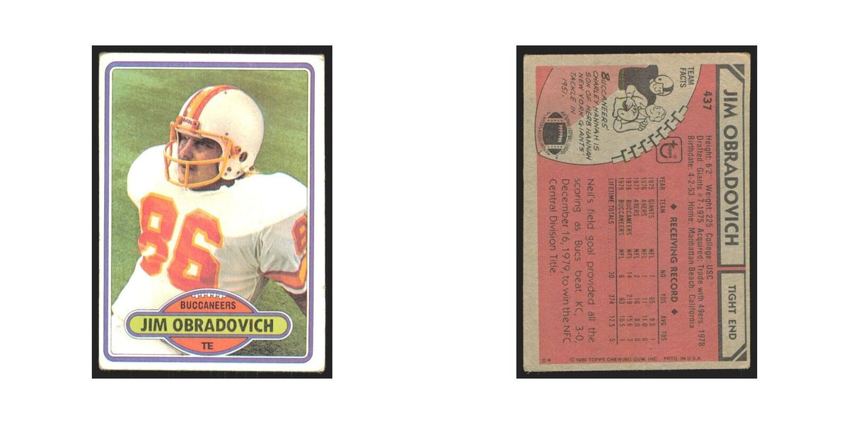 Jim O'Bradovich 1980 Topps #437 Football Cards Football Card EX