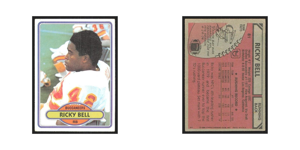 Ricky Bell 1980 Topps #81 Football Cards Football Card EX