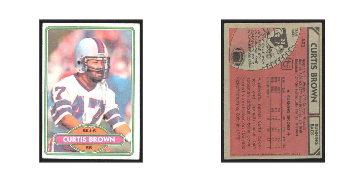 Curtis Brown 1980 Topps #443 Football Cards Football Card EX