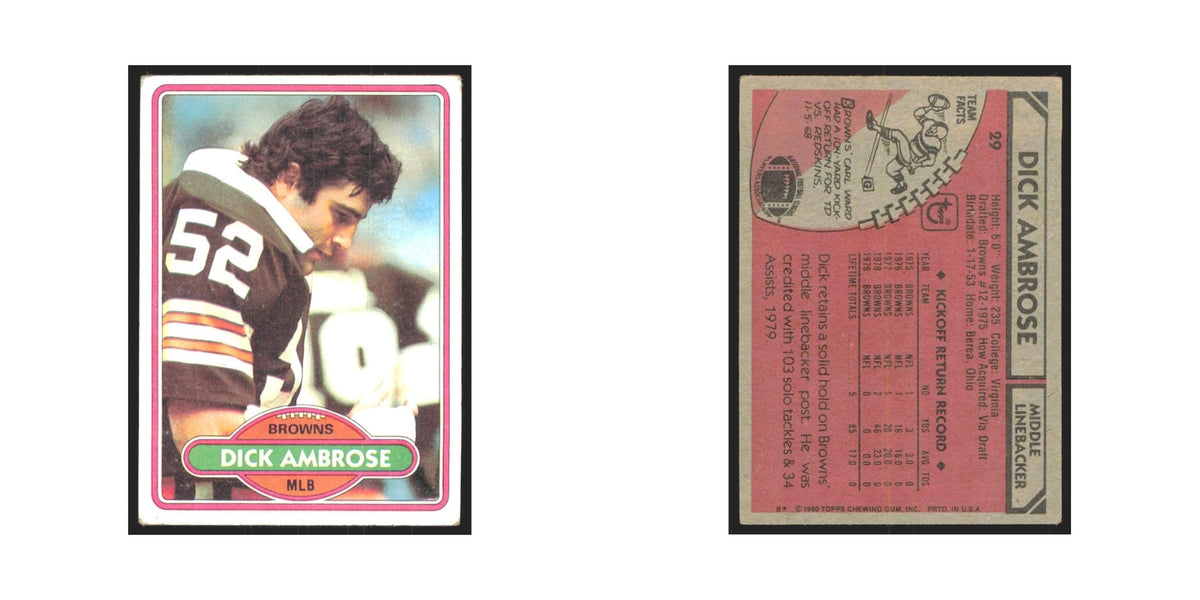 Dick Ambrose 1980 Topps #29 Football Cards Football Card EX