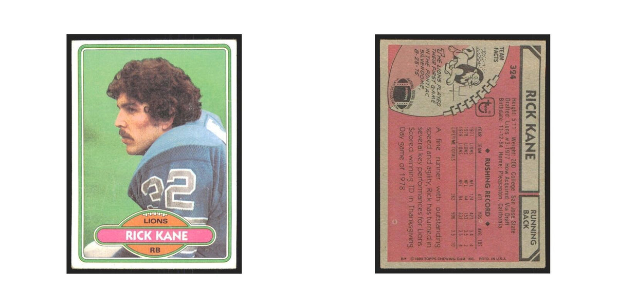 Rick Kane 1980 Topps #324 Football Cards Football Card EX