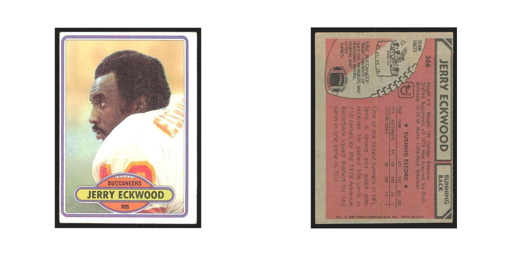 Jerry Eckwood 1980 Topps #366 Football Cards Football Card EX