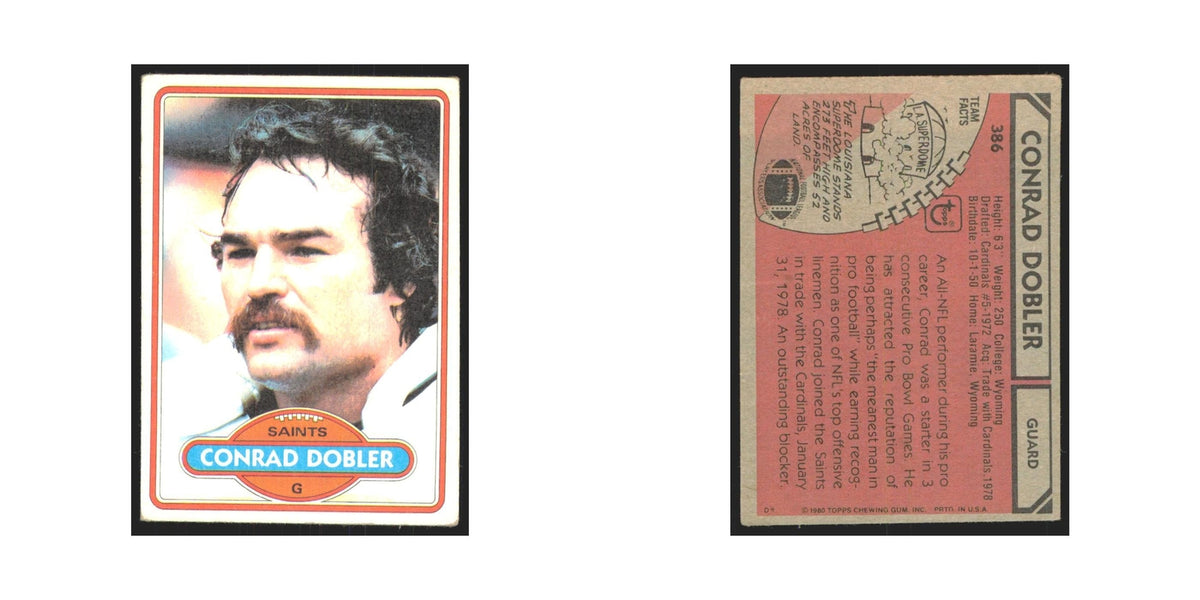 Conrad Dobler 1980 Topps #386 Football Cards Football Card EX