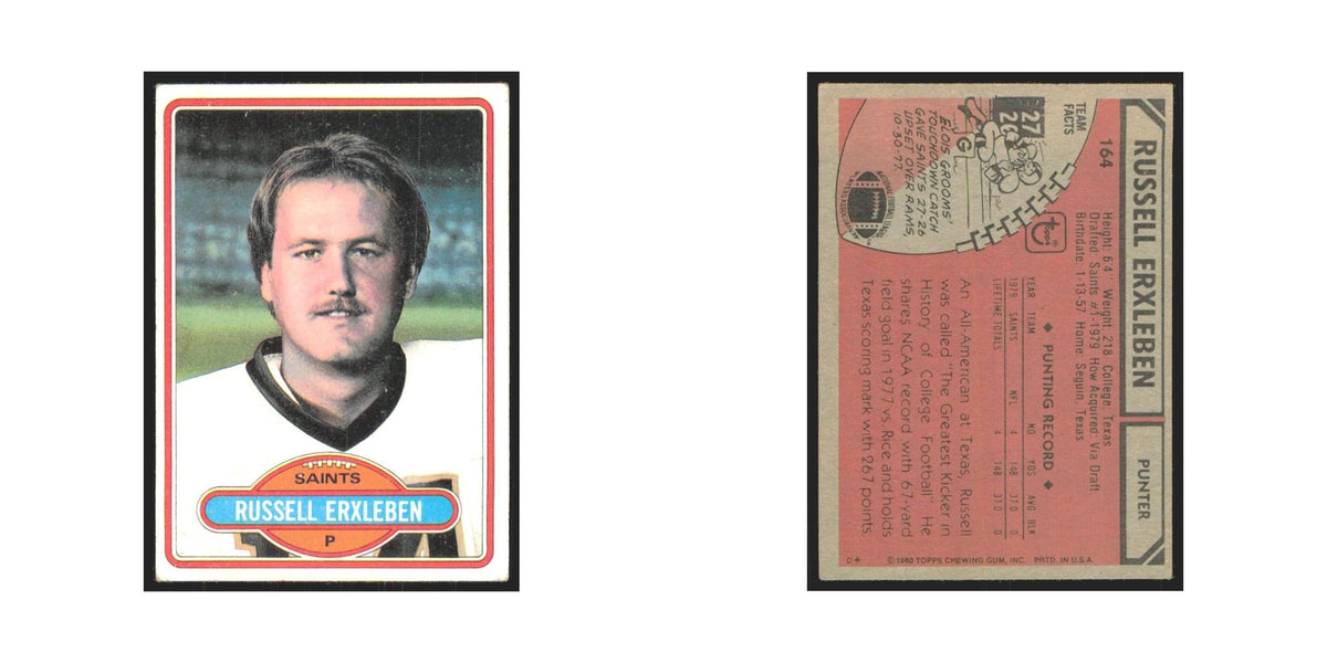 Russell Erxleben 1980 Topps #164 Football Cards Football Card EX
