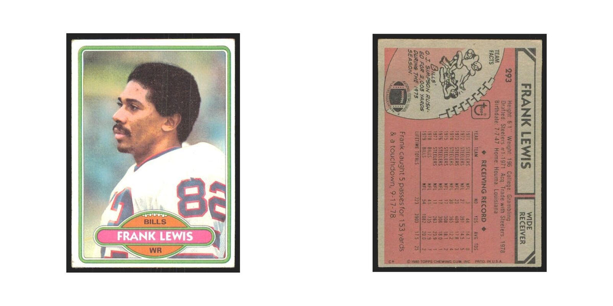 Frank Lewis 1980 Topps #293 Football Cards Football Card EX