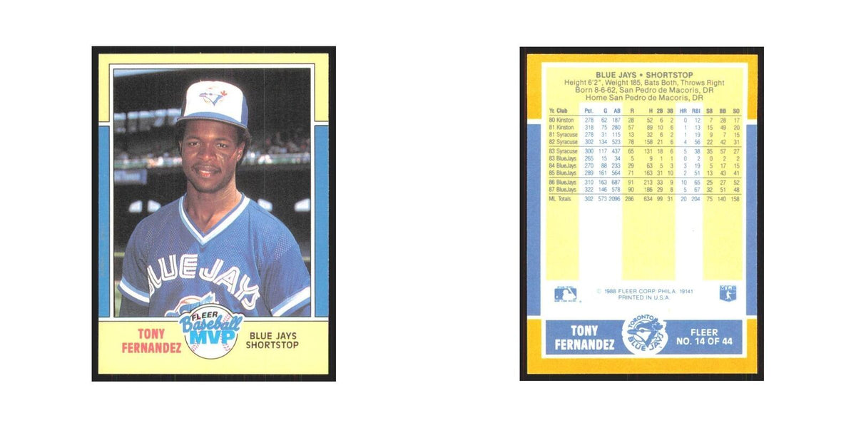 Tony Fernandez 1988 Fleer Baseball MVP's #14.0 Toronto Blue Jays NM