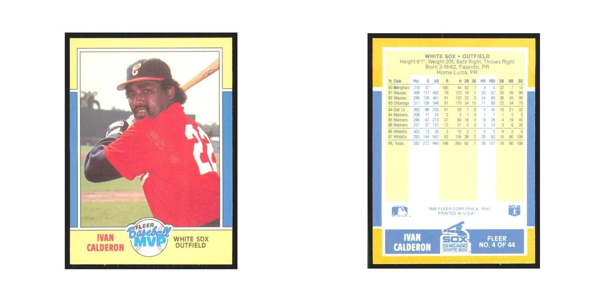 Ivan Calderon 1988 Fleer Baseball MVP's #4.0 Chicago White Sox Baseball Card NM