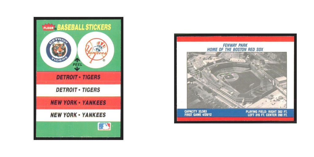 Fenway Park 1988 Fleer Baseball MVP's #nan Tigers/Yankees Baseball Card NM