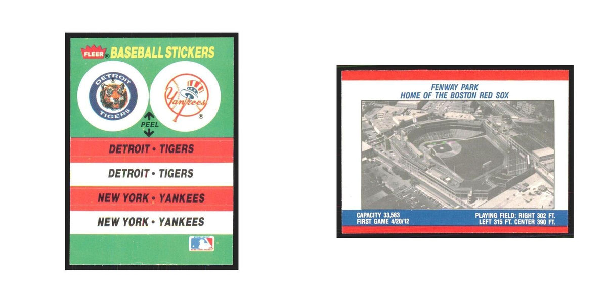 Fenway Park 1988 Fleer Baseball MVP's #nan Tigers/Yankees Baseball Card NM
