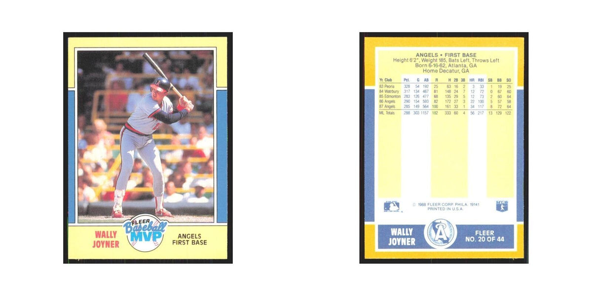 Wally Joyner 1988 Fleer Baseball MVP's #20.0 California Angels Baseball Card NM