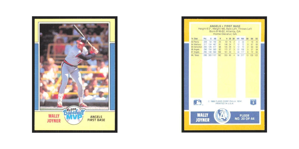 Wally Joyner 1988 Fleer Baseball MVP's #20.0 California Angels Baseball Card NM