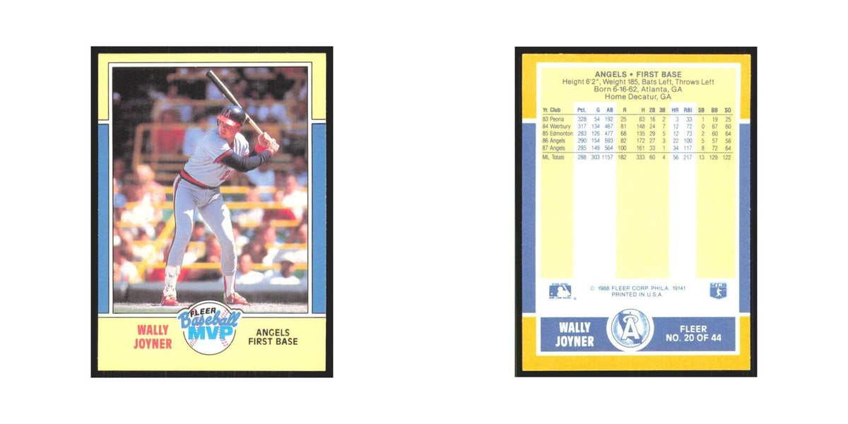 Wally Joyner 1988 Fleer Baseball MVP's #20.0 California Angels Baseball Card NM