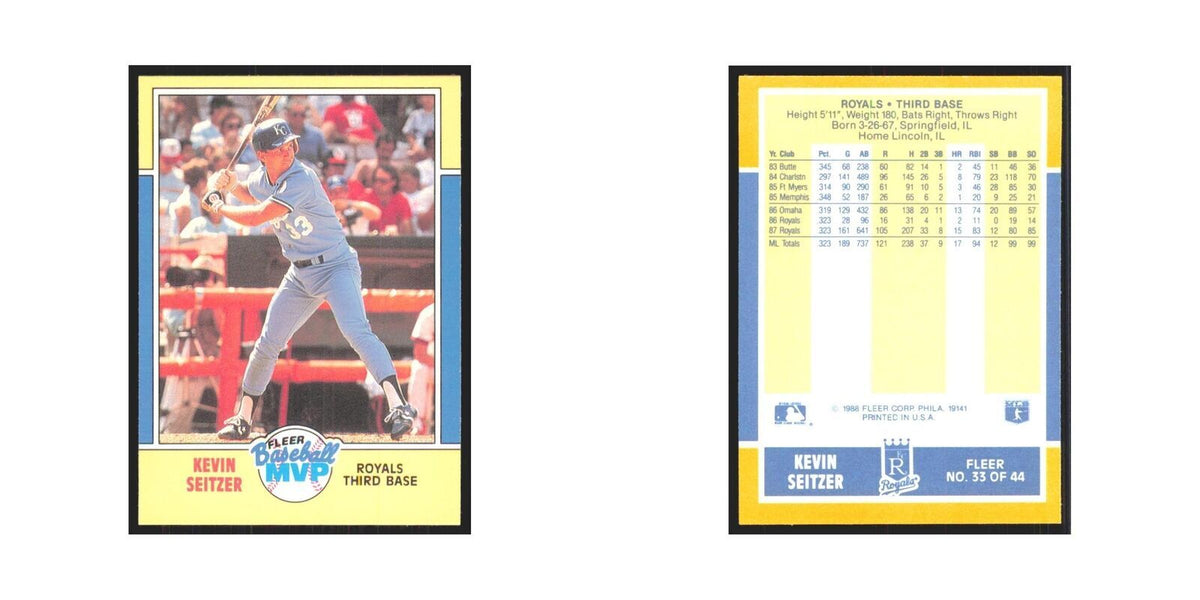 Kevin Seitzer 1988 Fleer Baseball MVP's #33.0 Kansas City Royals NM