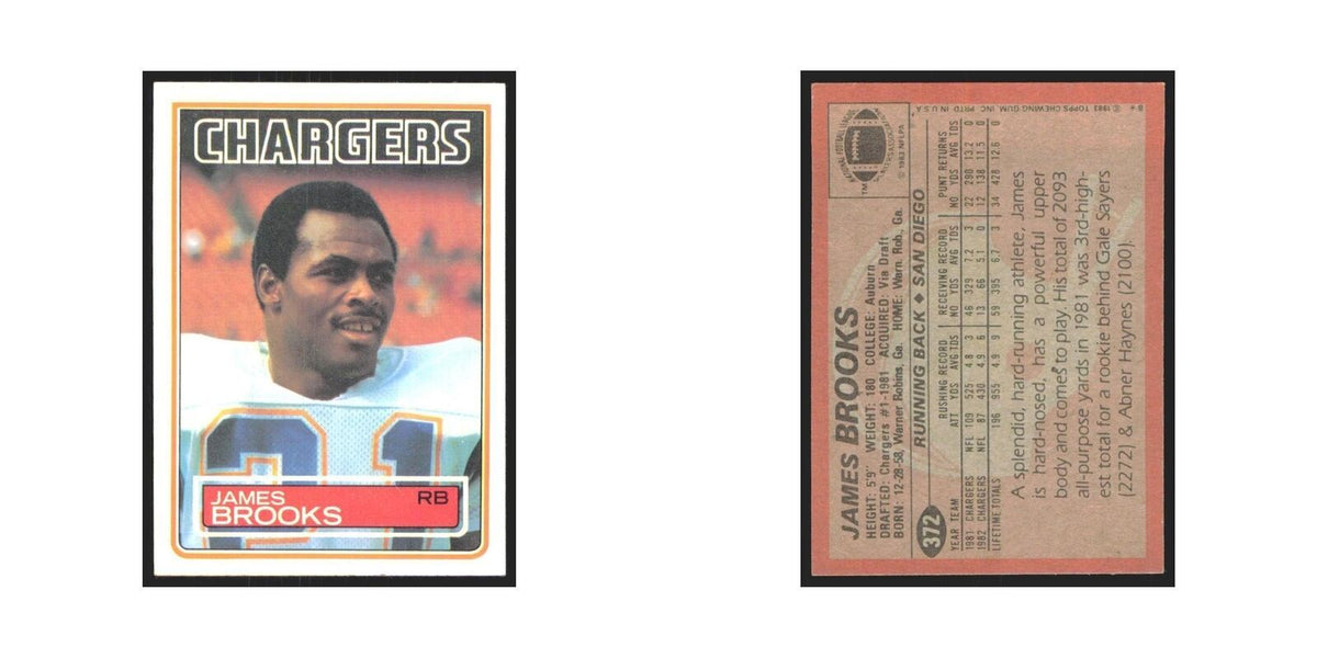 James Brooks 1983 Topps #372 Chargers Football Card NM