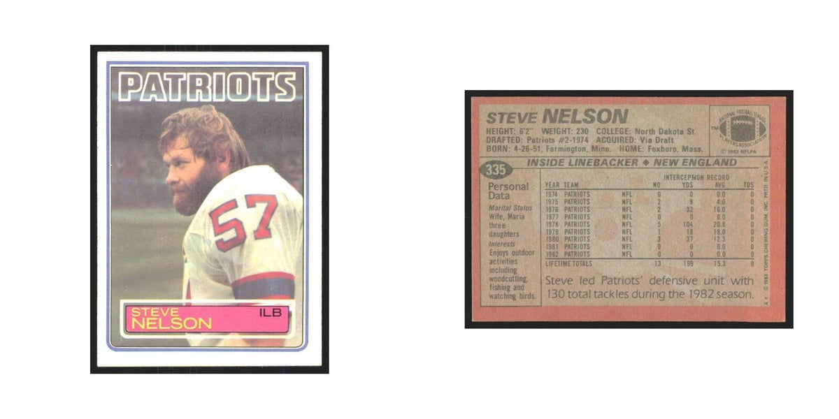 Steve Nelson 1983 Topps #335 New England Patriots Football Card NM