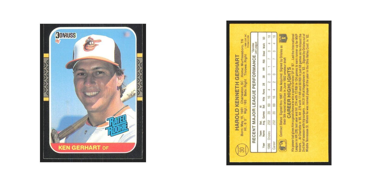 Ken Gerhart 1987 Donruss #30.0 Baltimore Orioles Baseball Card NM