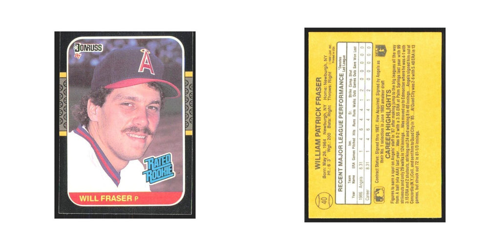 Will Fraser Rookie 1987 Donruss #40.0 California Angels Baseball Card NM