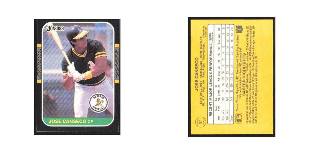 Jose Canseco 1987 Donruss #97.0 Oakland Athletics Baseball Card NM