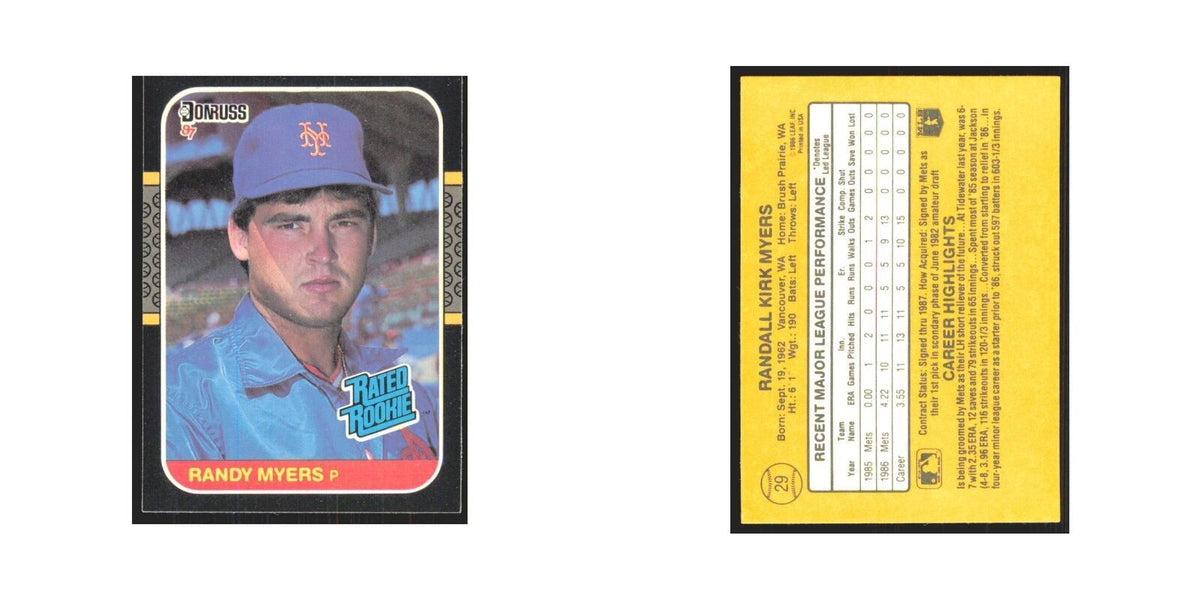 Randy Myers Rookie 1987 Donruss #29.0 New York Mets Baseball Card NM