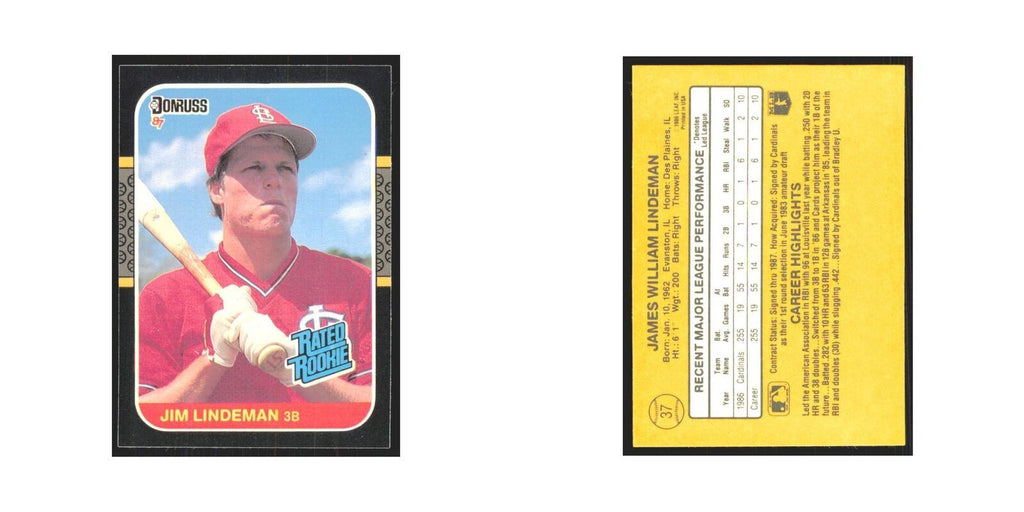 Jim Lindeman Rookie 1987 Donruss #37.0 St. Louis Cardinals Baseball Card NM