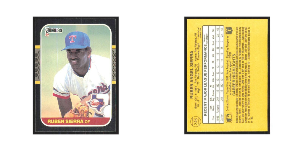 Ruben Sierra 1987 Donruss #346.0 Texas Rangers Baseball Card NM