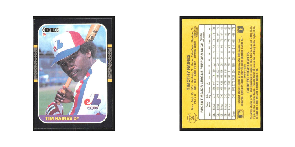 Tim Raines 1987 Donruss #56.0 Montreal Expos Baseball Card NM
