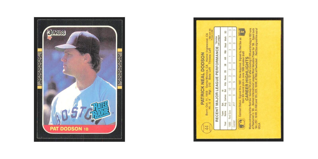 Pat Dodson Rookie 1987 Donruss #44.0 Boston Red Sox Baseball Card NM