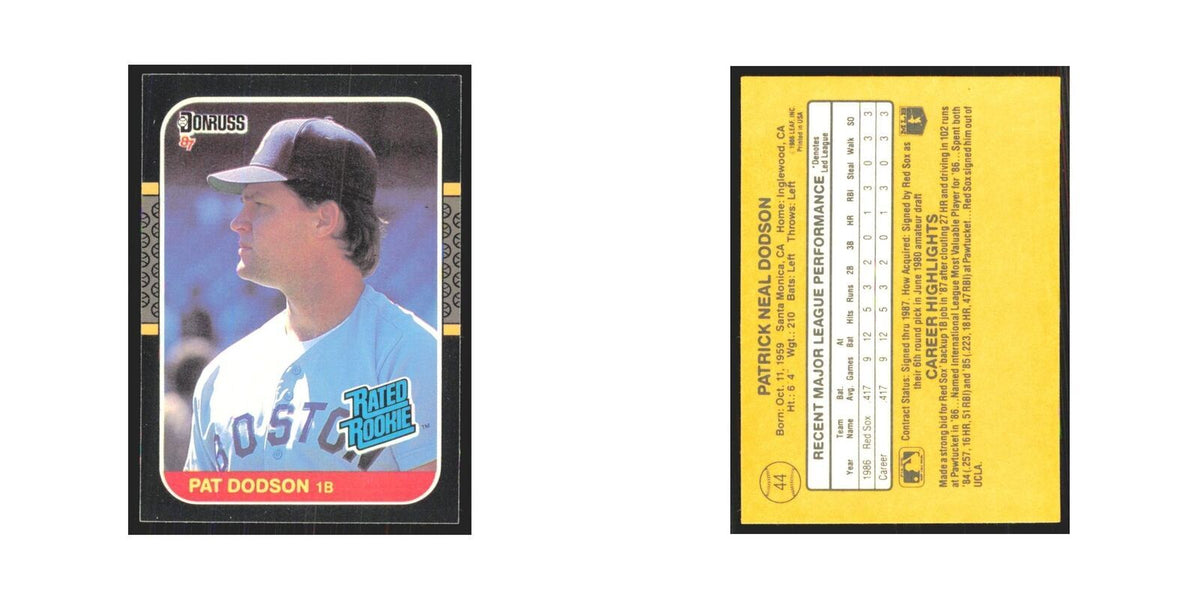 Pat Dodson Rookie 1987 Donruss #44.0 Boston Red Sox Baseball Card NM