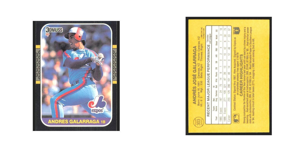 Andres Galarraga 1987 Donruss #303.0 Montreal Expos Baseball Card NM