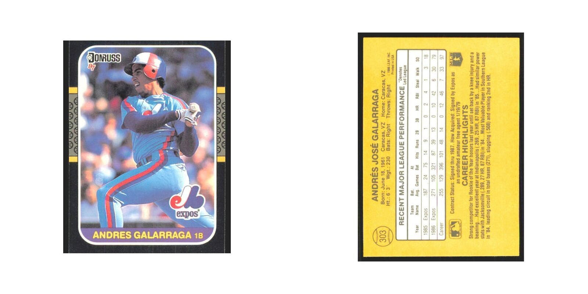 Andres Galarraga 1987 Donruss #303.0 Montreal Expos Baseball Card NM