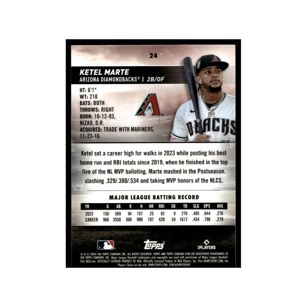 Ketel Marte 2024 Topps Stadium Club Chrome #24 Baseball Card NM