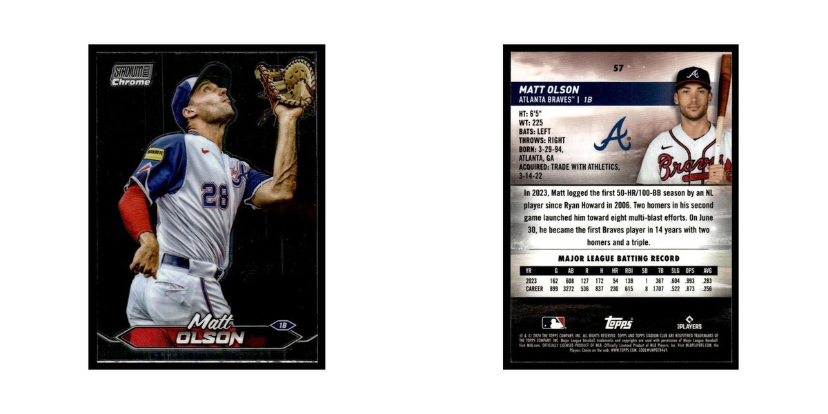 Matt Olson 2024 Topps Stadium Club Chrome #57 Baseball Card NM