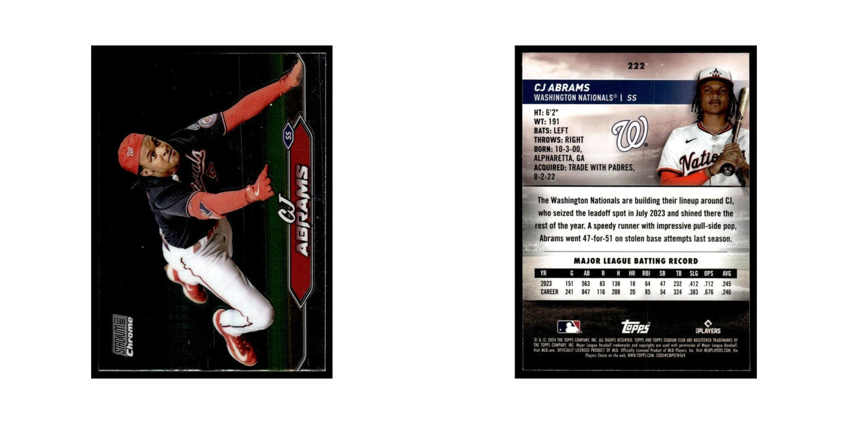 CJ Abrams 2024 Topps Stadium Club Chrome #222 Baseball Card NM