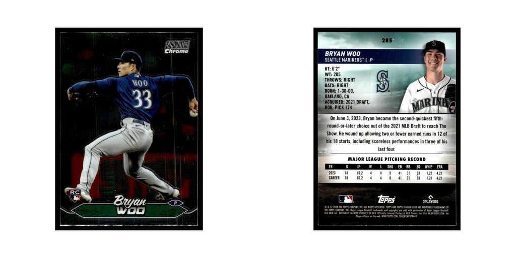 Bryan Woo 2024 Topps Stadium Club Chrome #285 Baseball Card NM