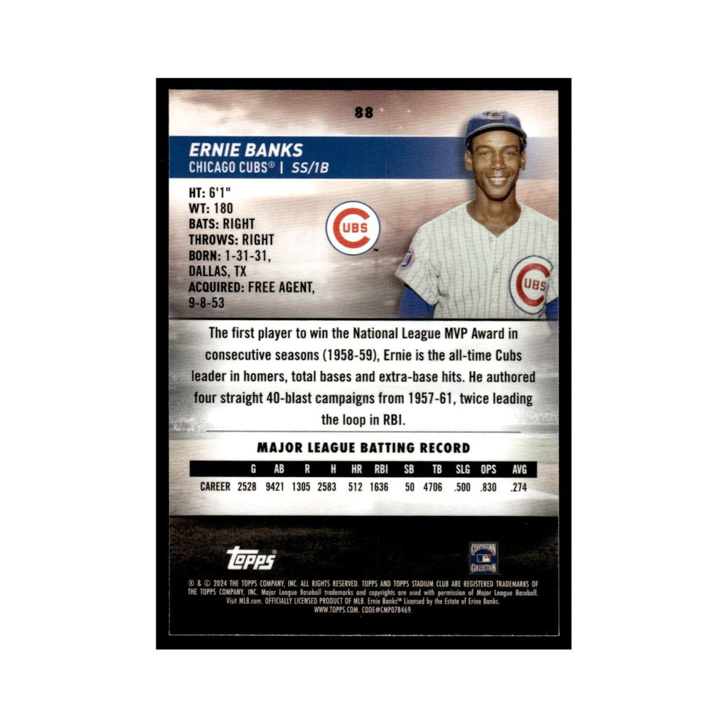 Ernie Banks 2024 Topps Stadium Club Chrome #88 Baseball Card NM