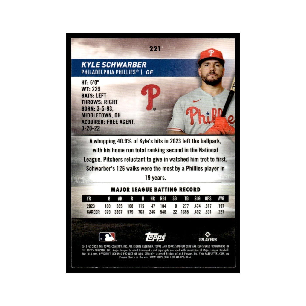 Kyle Schwarber 2024 Topps Stadium Club Chrome #221 Baseball Card NM
