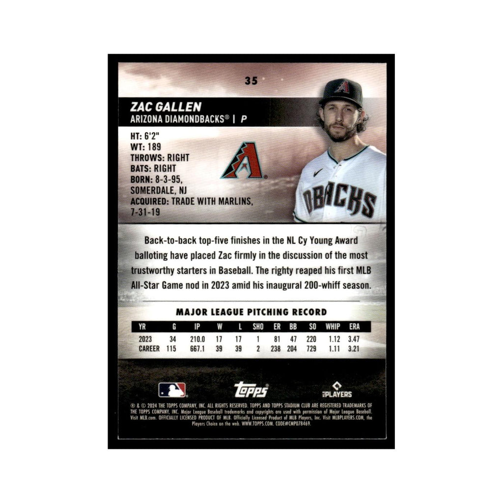 Zac Gallen 2024 Topps Stadium Club Chrome #35 Baseball Card NM
