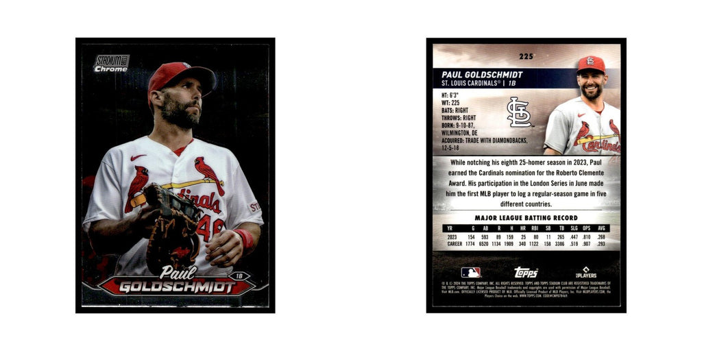 Paul Goldschmidt 2024 Topps Stadium Club Chrome #225 Baseball Card NM