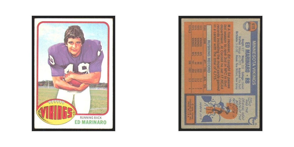 Ed Marinaro 1976 Topps #419 Minnesota Vikings Football Card EX