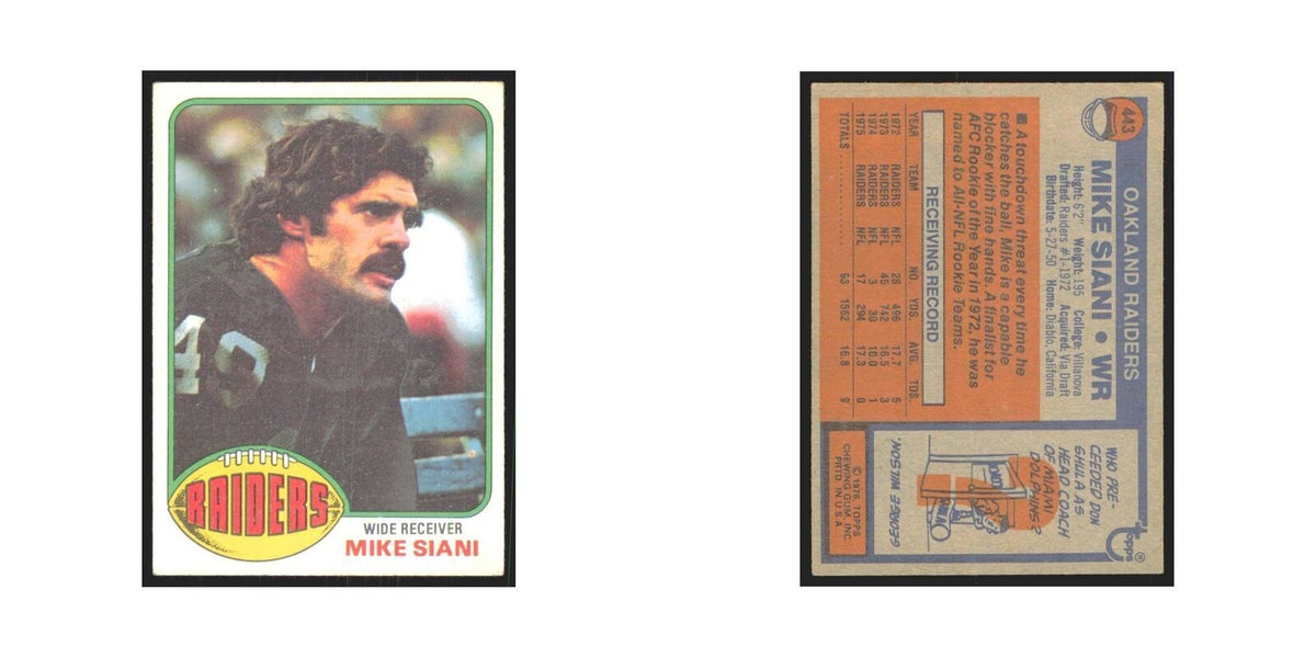 Mike Siani 1976 Topps #443 Oakland Raiders Football Card EX
