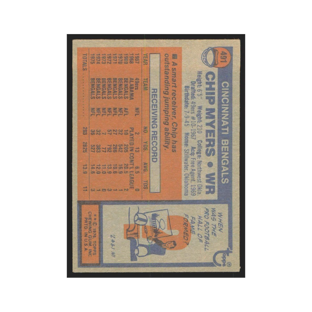 Chip Myers 1976 Topps #491 Cincinnati Bengals Football Card EX