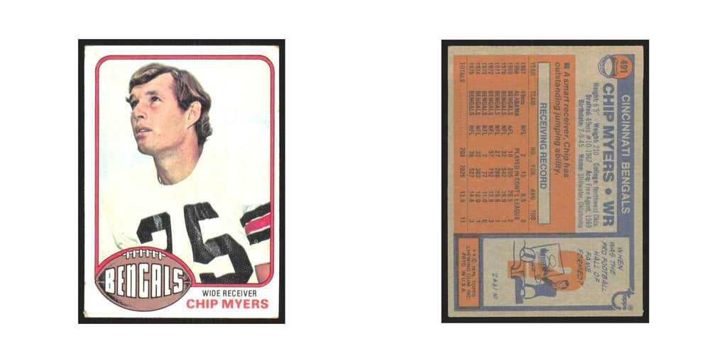 Chip Myers 1976 Topps #491 Cincinnati Bengals Football Card EX