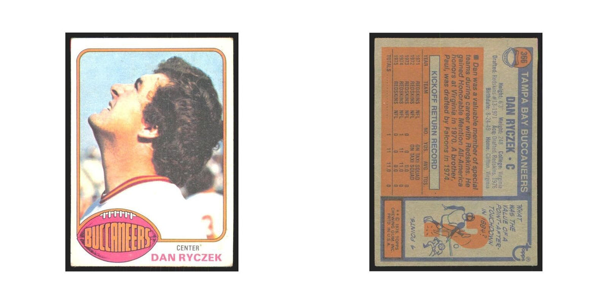 Dan Ryczek 1976 Topps #366 Tampa Bay Buccaneers Football Card EX