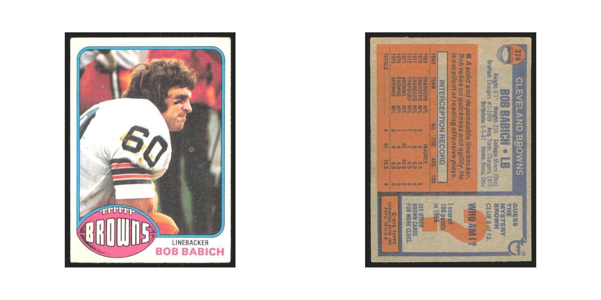 Bob Babich 1976 Topps #374 Cleveland Browns Football Card EX
