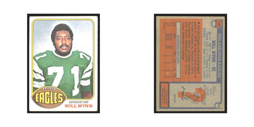 Will Wynn 1976 Topps #199 Philadelphia Eagles Football Card EX