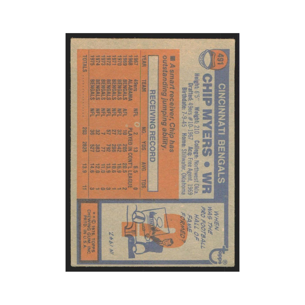 Chip Myers 1976 Topps #491 Cincinnati Bengals Football Card EX