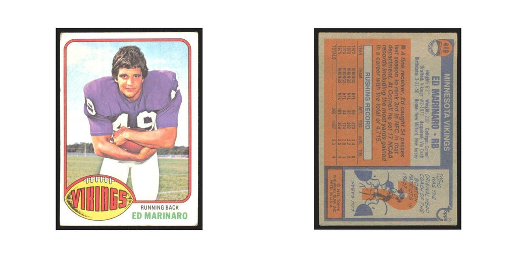 Ed Marinaro 1976 Topps #419 Minnesota Vikings Football Card EX